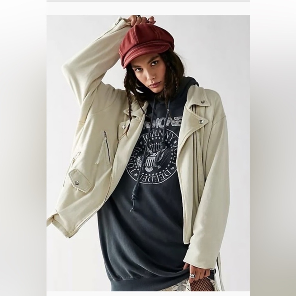 We The Free rebel knit moto jacket vanilla cream size medium